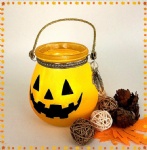 Pumpkin desaign hanging glass candle holder halloween decoration