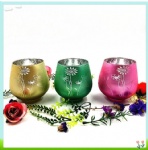 Glass Hurricane Candle Holders set handicraft Colourful