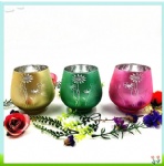 Glass Hurricane Candle Holders set handicraft Colourful