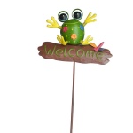 Garden Stake Colorful Metal Frog Yard Lawn Outdoor Art Decor