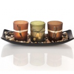 Rocks and Tray Natural Candlescape Set decorative glass candle holder