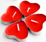 Tealight Candles Red Unscented Heart Shape Aluminum Cups Set of 10