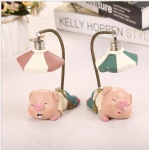 Cute Handmade Pig Figurine Resin Crafts Led pendant lamp