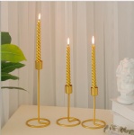 metal gold pillar taper candle holder simple style for wedding decor