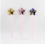 Novelty plastic ballpen star decor with glitter surface two sides