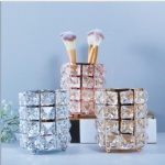 gold/sliver/rose gold makeup brush holder with crystal beaded