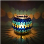 Cracked mosaic Votive glass tealight candle holder