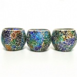 Crackle vintage mosaic glass colored glass tea light holders