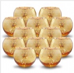 Speckled gold Round Mercury Glass Votive Candle Holders