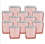 Speckled pink rose gold square tube shape Mercury Glass Votive Candle Holder