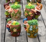 hand painted resin elf santa statues figure with resin plant pot flower desgin